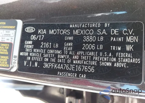 2018 Kia Forte Lx из США, поврежденный, VIN 3KPFK4A76JE167656